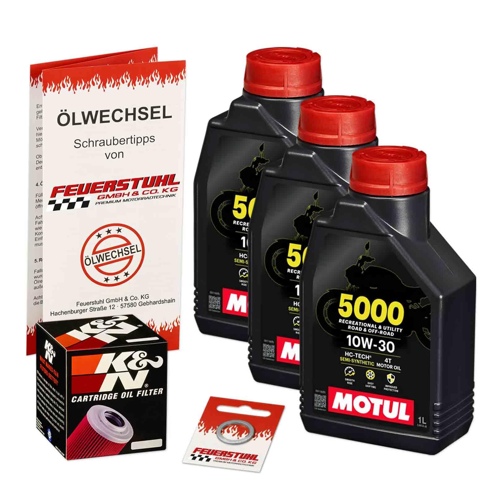 Öl & Ölfilter für Honda CMX 500 Rebel, 2017-2023 (PC56), Ölwechsel Set 10W-30 Motoröl + K&N RACING Filter + Dichtring(e) von Feuerstuhl GmbH & Co. KG