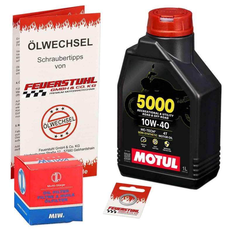 Öl & Ölfilter für Honda CRF 450 R, 2002-2016 / Ölwechsel Set/Motul 10W-40 Motoröl + MiW Filter + Dichtring(e) von Feuerstuhl GmbH & Co. KG