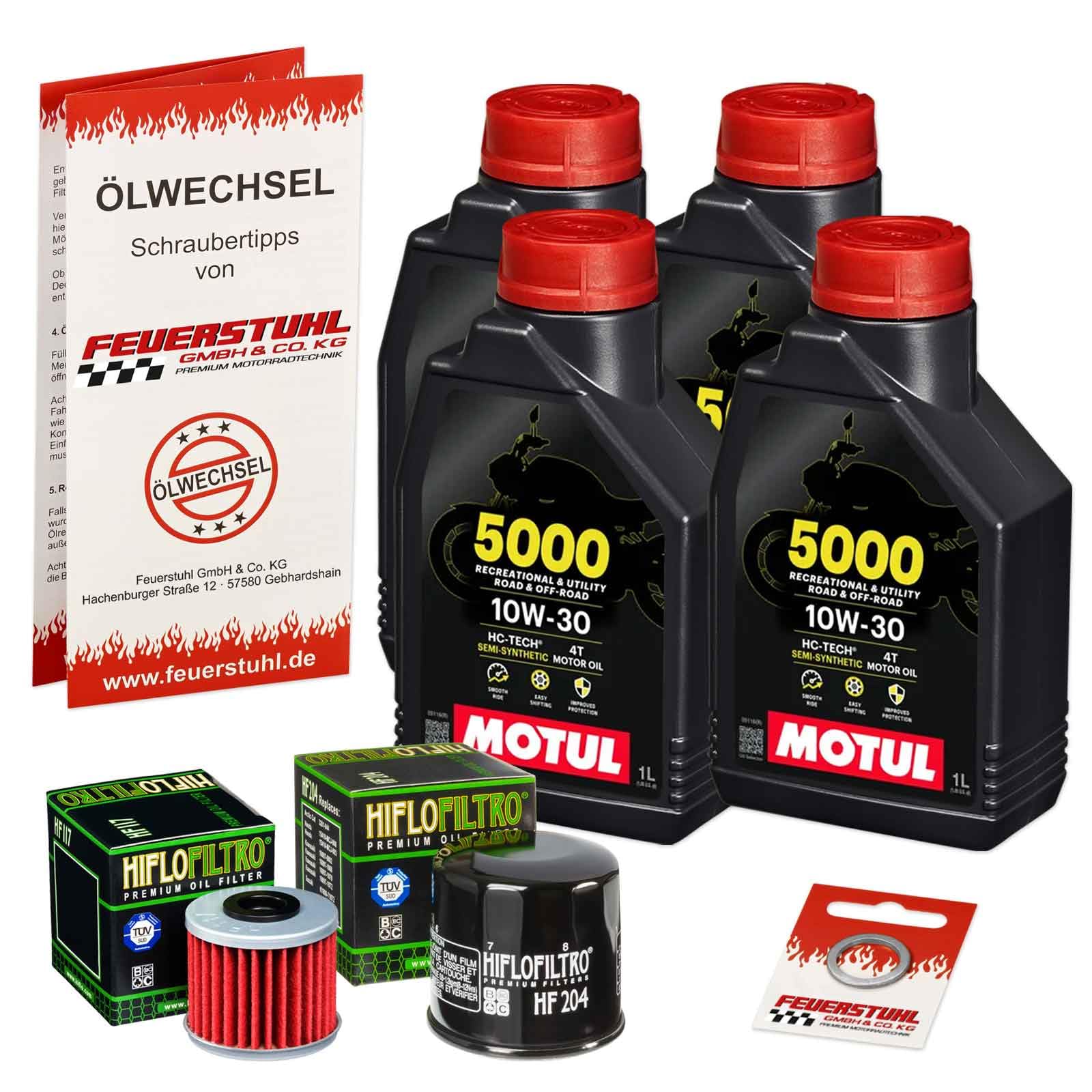 Öl & Ölfilter für Honda CTX 700 N, 2014-2016 (RC68), Ölwechsel Set 10W-30 Motoröl + HiFlo Filter + Dichtring(e) von Feuerstuhl GmbH & Co. KG