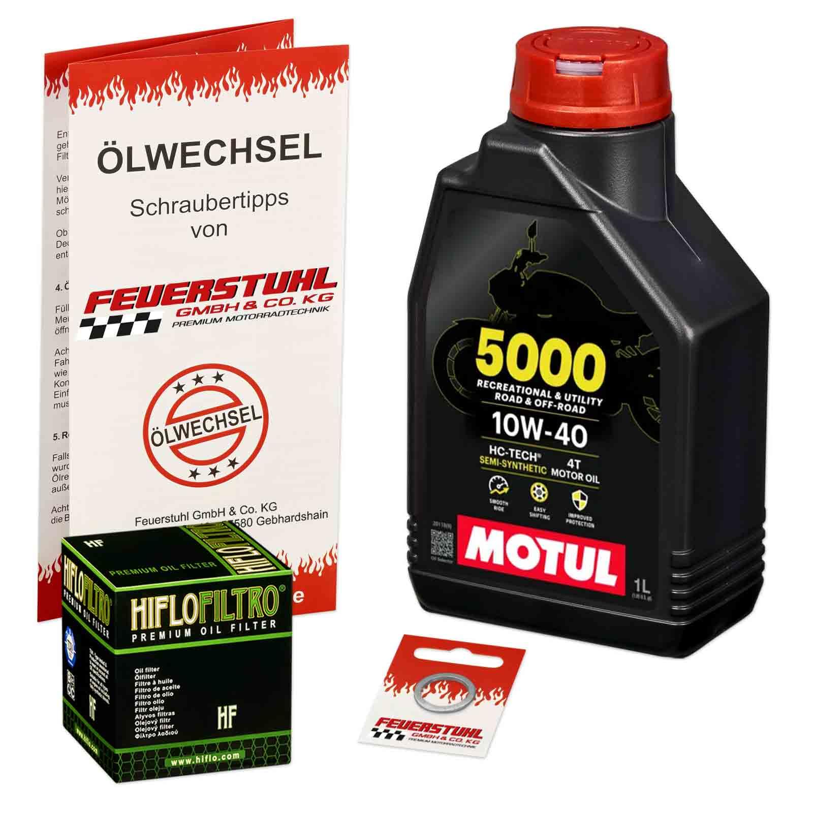 Öl & Ölfilter für Honda Montesa Cota 300 RR, 2015-2021 (ND15) / Ölwechsel Set/Motul 10W-40 Motoröl + HiFlo Filter + Dichtring(e) von Feuerstuhl GmbH & Co. KG