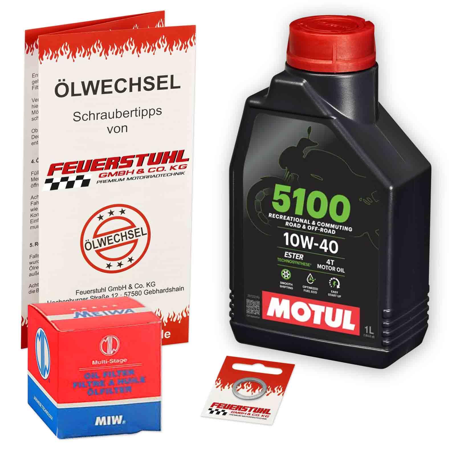 Öl & Ölfilter für Honda Montesa Cota 4RT 301 RR, 2022-2023 (ND15) / Ölwechsel Set/Motul 10W-40 ESTER Motoröl + MiW Filter + Dichtring(e) von Feuerstuhl GmbH & Co. KG