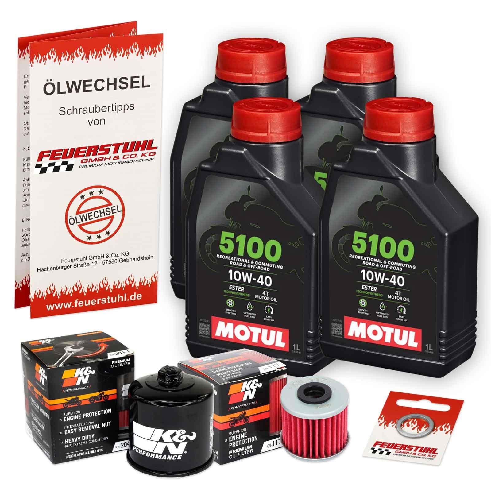 Öl & Ölfilter für Honda NM4 Vultus, 2014-2016 (RC82) / Ölwechsel Set/Motul 10W-40 ESTER Motoröl + K&N RACING Filter + Dichtring(e) von Feuerstuhl GmbH & Co. KG