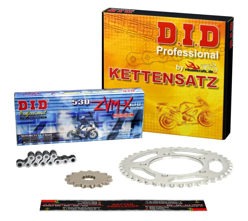 DID Kettensatz Yamaha FZS 1000 S Fazer -> Bj. 2003-2005 (mit DID X-Ring-Kette, Typ ZVM-X, chromfarben, super verstärkt) von Feuerstuhl.de GmbH