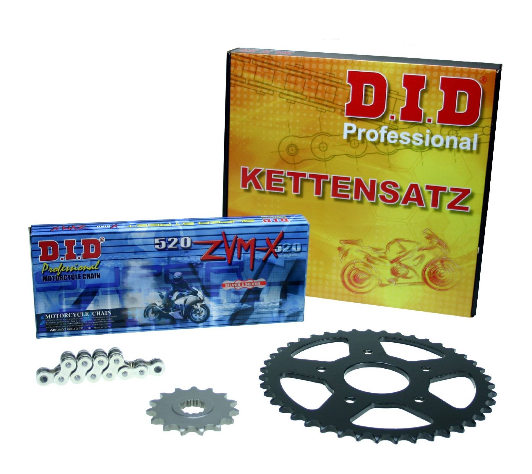 Kettensatz DR 800 S Big, 1990-1993, SR42B, SR43B, DID X-Ring (ZVM-X chrom) super verstärkt von Feuerstuhl.de GmbH