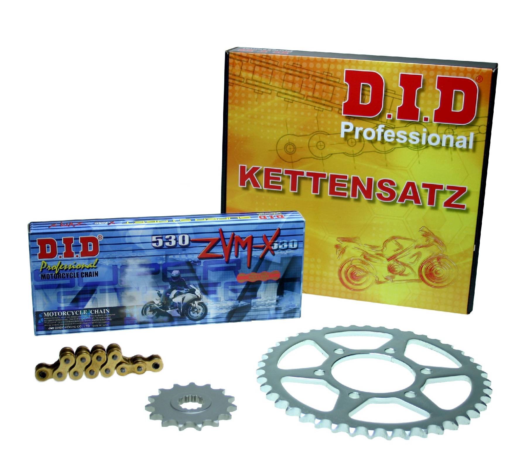 Kettensatz Kawasaki ZRX 1100, 1997-2000, Typ ZRT10C, DID X-Ring (ZVM-X gold) super verstärkt von Feuerstuhl.de GmbH