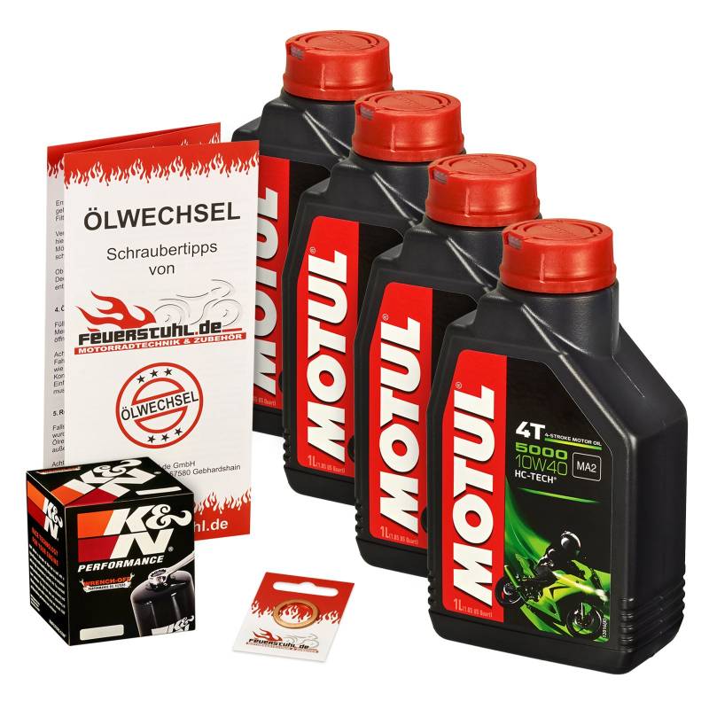 Motul 10W-40 Öl + K&N Ölfilter für Suzuki GSXR 1100, 86-88, GU74C - Ölwechselset inkl. Motoröl, Filter, Dichtring von Feuerstuhl.de GmbH