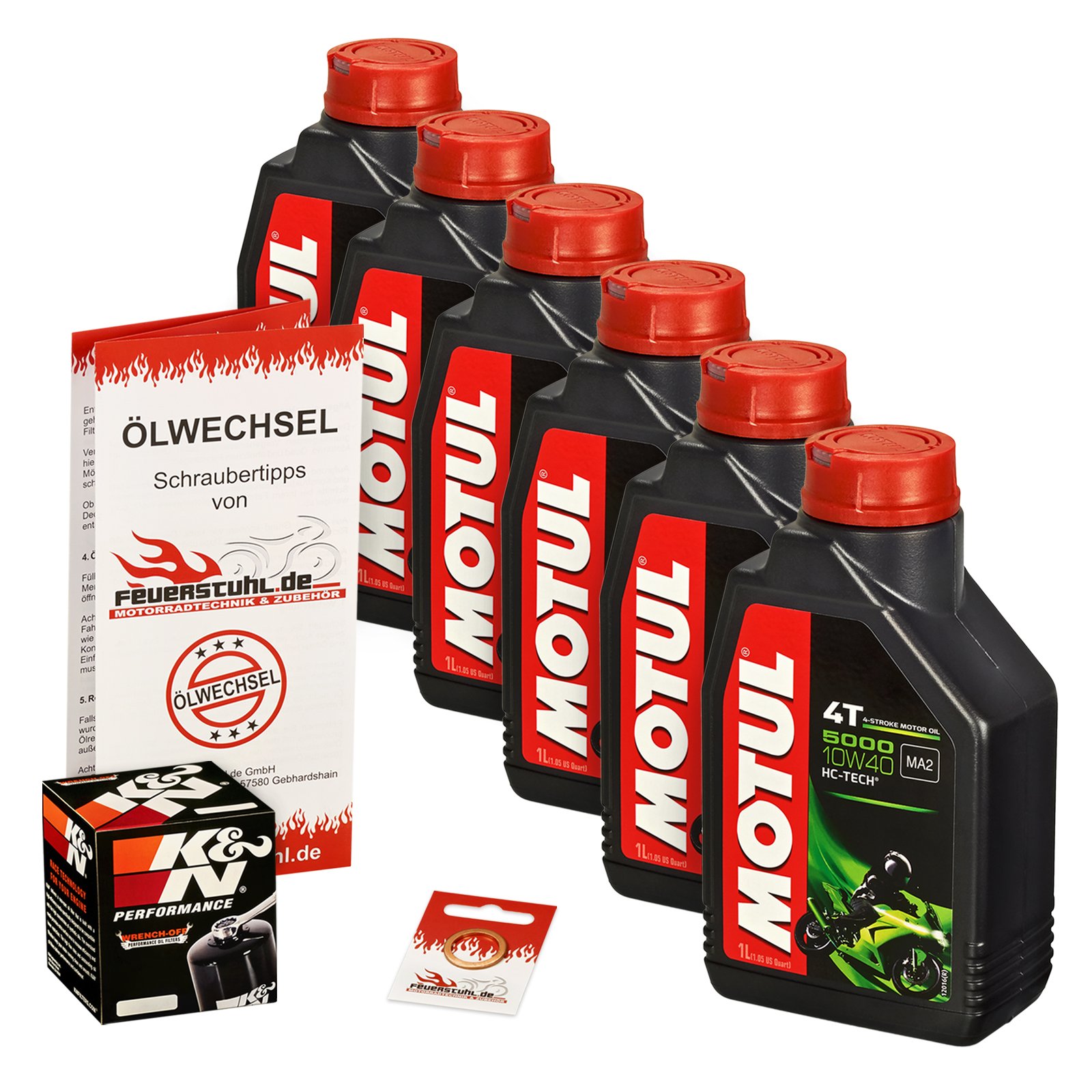 Motul 10W-40 Öl + K&N Ölfilter für Triumph Rocket III (alle Modelle), 04-15 - Ölwechselset inkl. Motoröl, Filter, Dichtring von Feuerstuhl.de GmbH