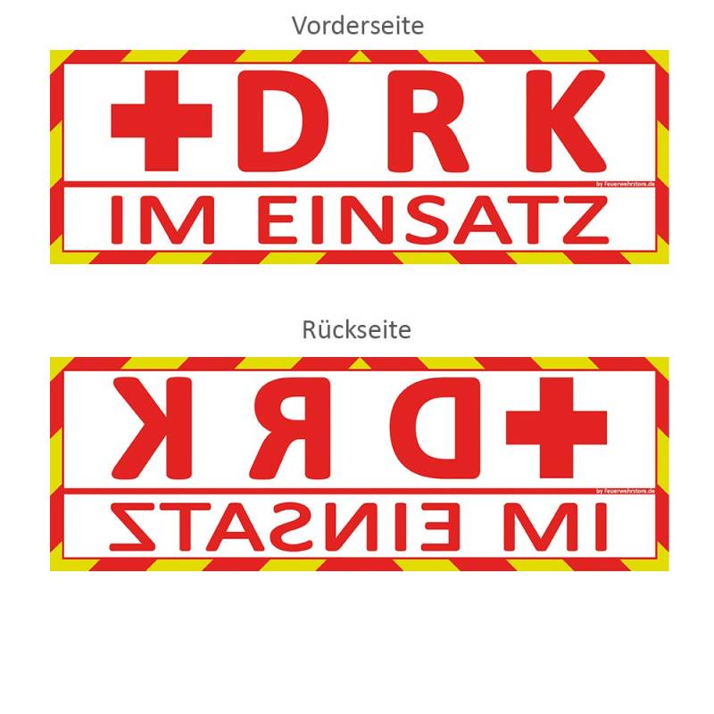 DRK im Einsatz Wendeschild WSB2 für die Sonnenblende in Normal- & Spiegelschrift Deutsches Rotes Kreuz von Feuerwehrstore