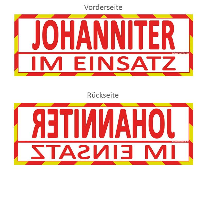 Feuerwehrstore Johanniter im Einsatz Wendeschild WSB2 für die Sonnenblende in Normal- & Spiegelschrift Johanniter von Feuerwehrstore