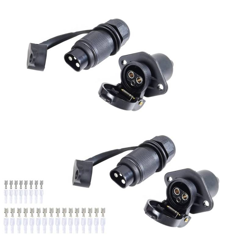 Feuunly 2 Stück x 3 Polig Traktor Stecker Steckdose 12V, Din 9680 Wasserdicht Stecker 3 Polig Und Steckdose 3 Polig, Für LKW RV PKW KFZ Traktor Anhänger Landwirtschaftliche Maschinen (2 Stück) von Feuunly