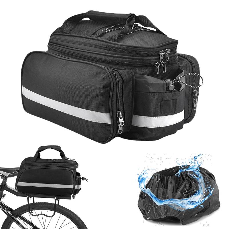 Fhioevt Fahrradtaschen Gepäckträger 3 in 1 Fahrrad Gepäckträgertasche Wasserdicht Fahrradtasche für Gepäckträge mit Regenschutz 25L Transporttasche mit Schultergurt und Tragegriff (Schwarz) von Fhioevt