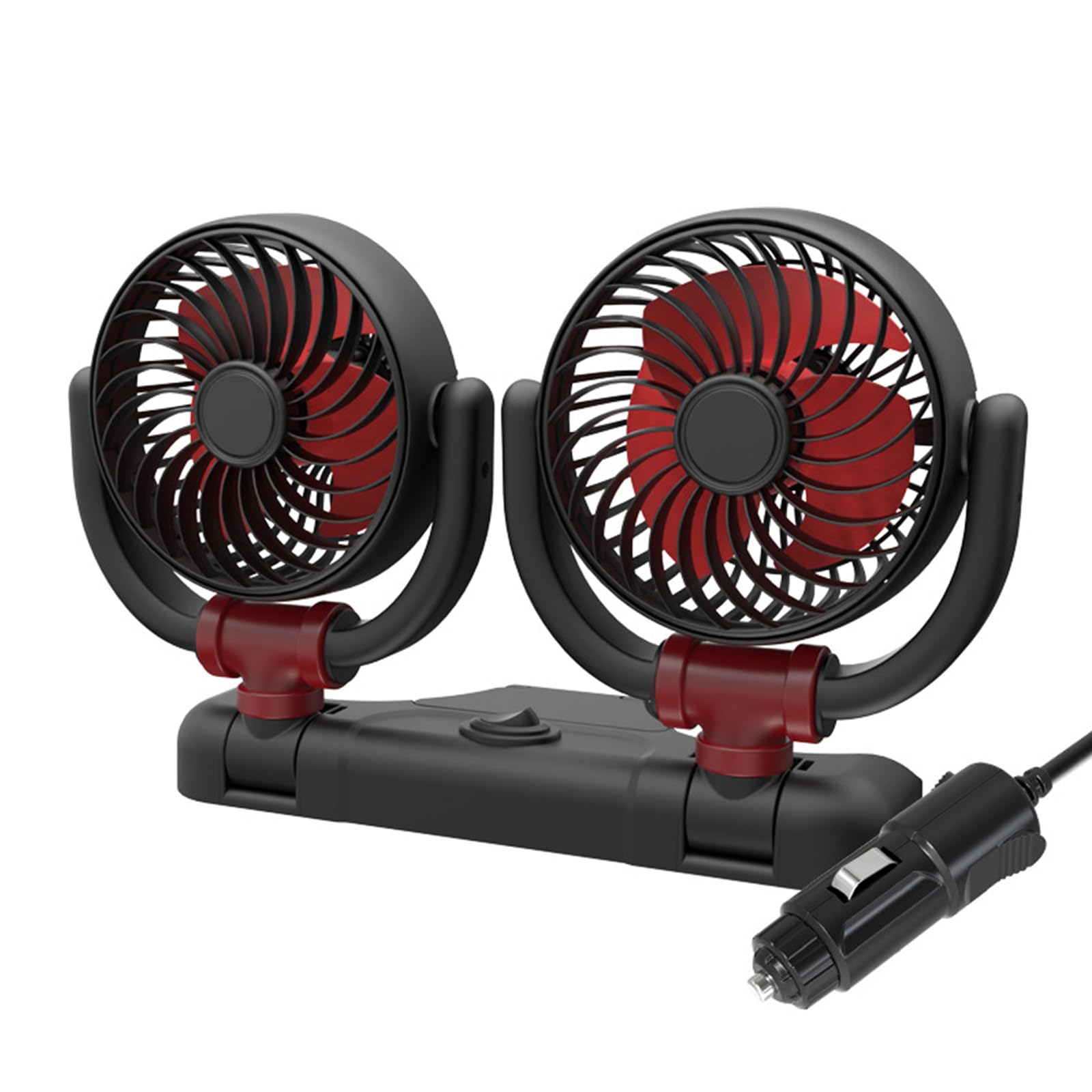 Fhkpsqkcn Auto Lüfter 360 Einstellbare Zwei Kopf Auto Fan 5V/12V/24V Gebürstet LowNoise Automobil Elektrische Fan Für Dashboard von Fhkpsqkcn