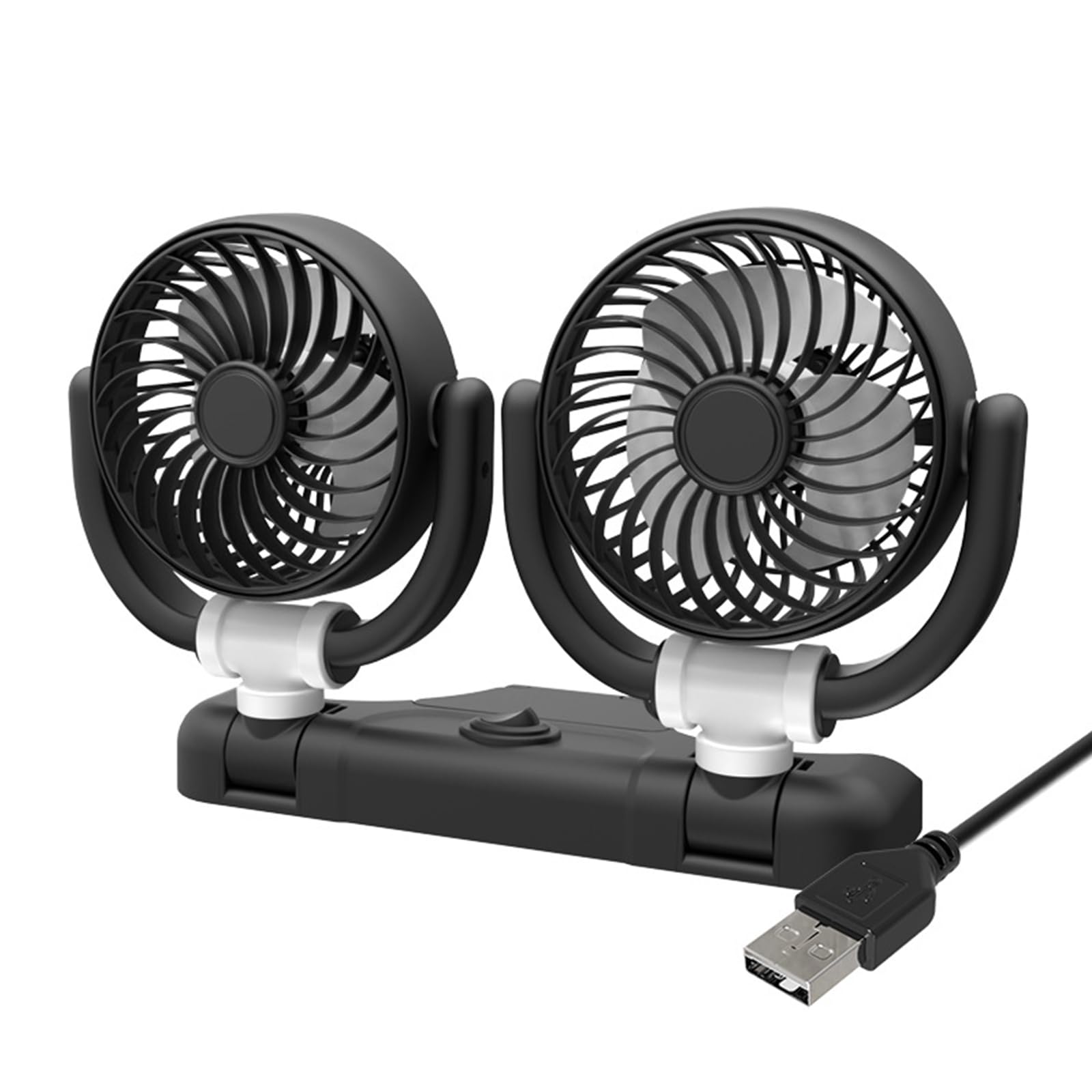 Fhkpsqkcn Auto Lüfter 360 Einstellbare Zwei Kopf Auto Fan 5V/12V/24V Gebürstet LowNoise Automobil Elektrische Fan Für Dashboard von Fhkpsqkcn