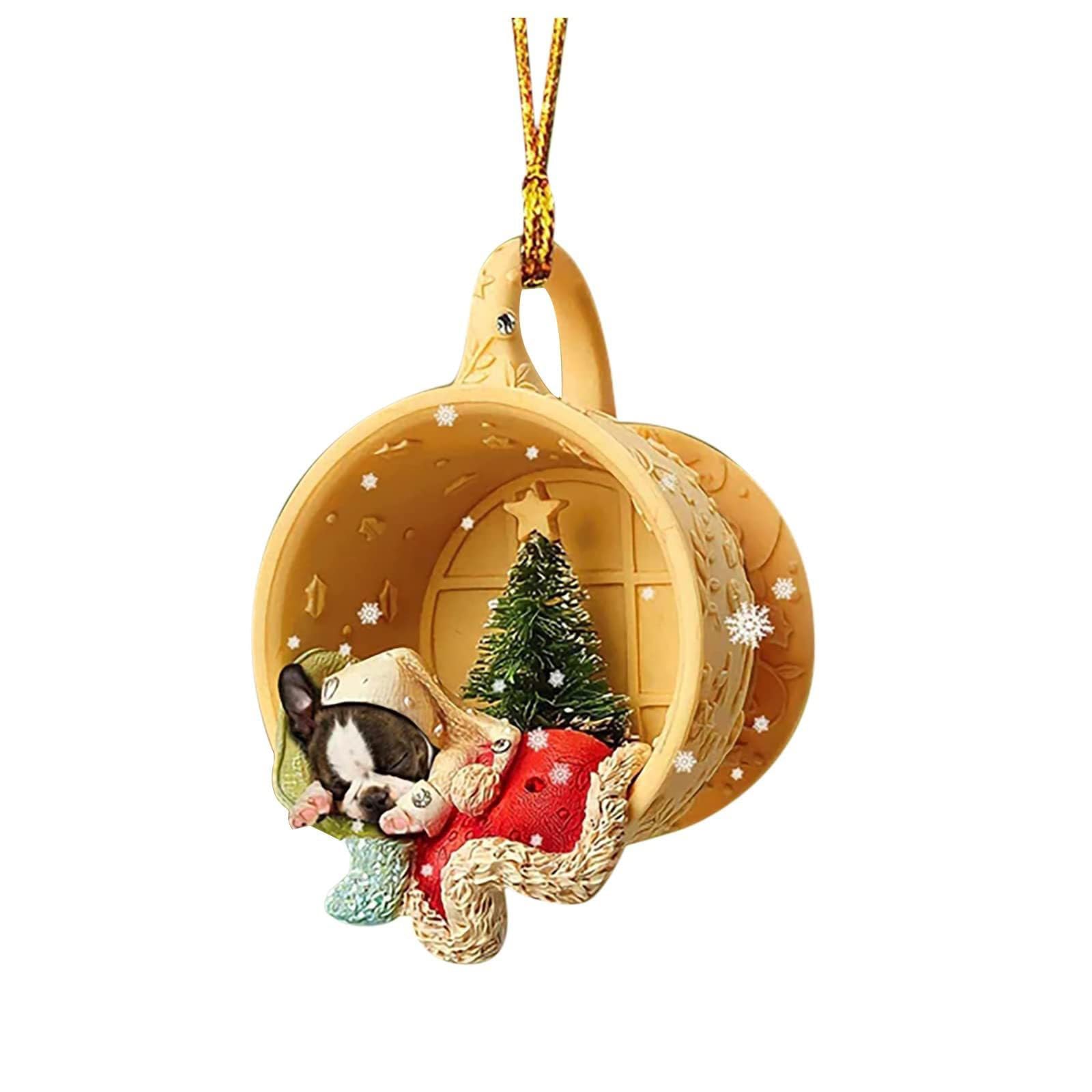 Fhkpsqkcn Modischer Weihnachtsbaum Anhänger Niedlicher Hund Tropfenornament Raumdekoration Geschenk Neujahr Festliche Party Zubehör von Fhkpsqkcn