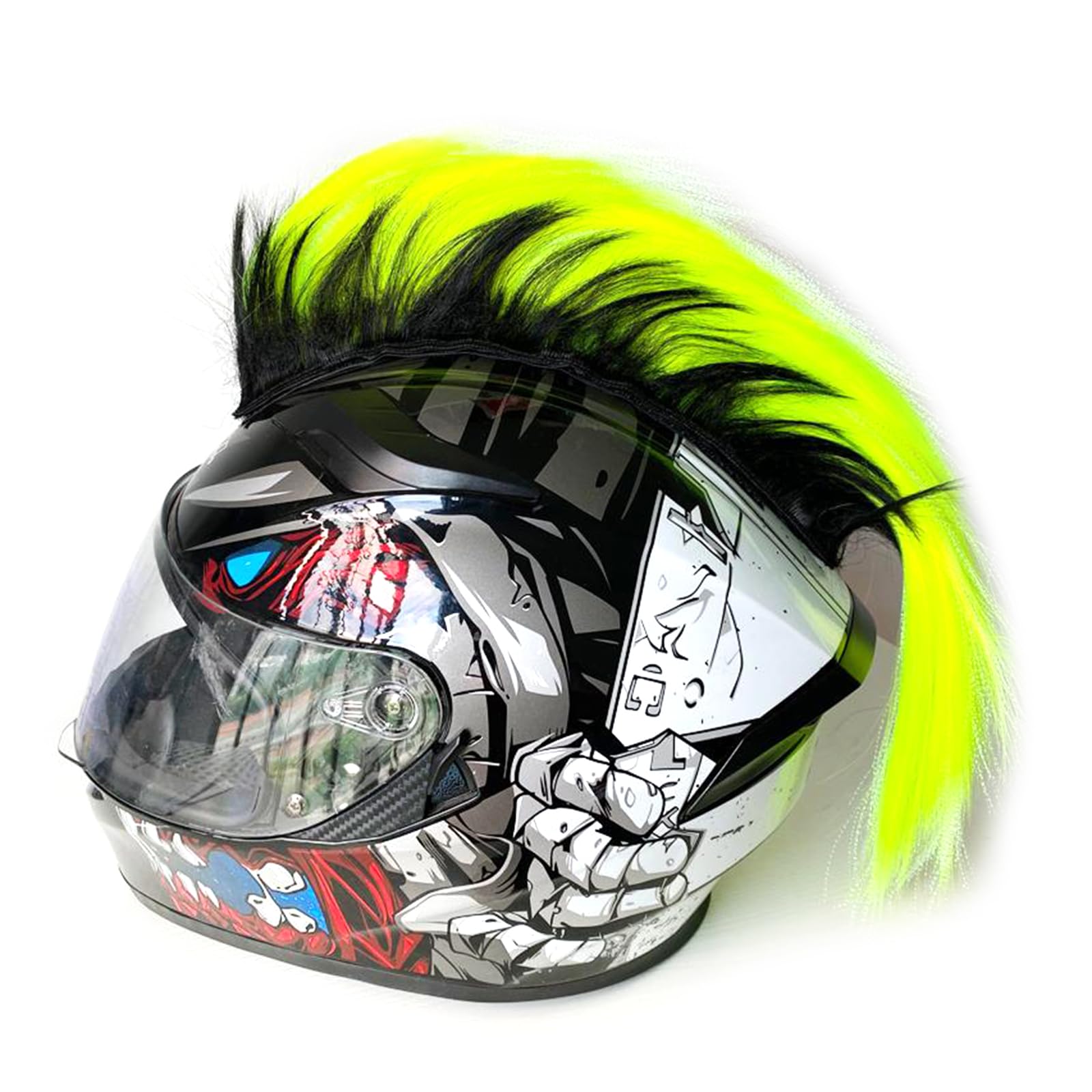 Fhkpsqkcn Punk Styles Cocks Perücken Mit Realistischem Look Und Haarteil Mit Mehreren Farboptionen Für Motorradhelme Einzigartige Dekoration von Fhkpsqkcn