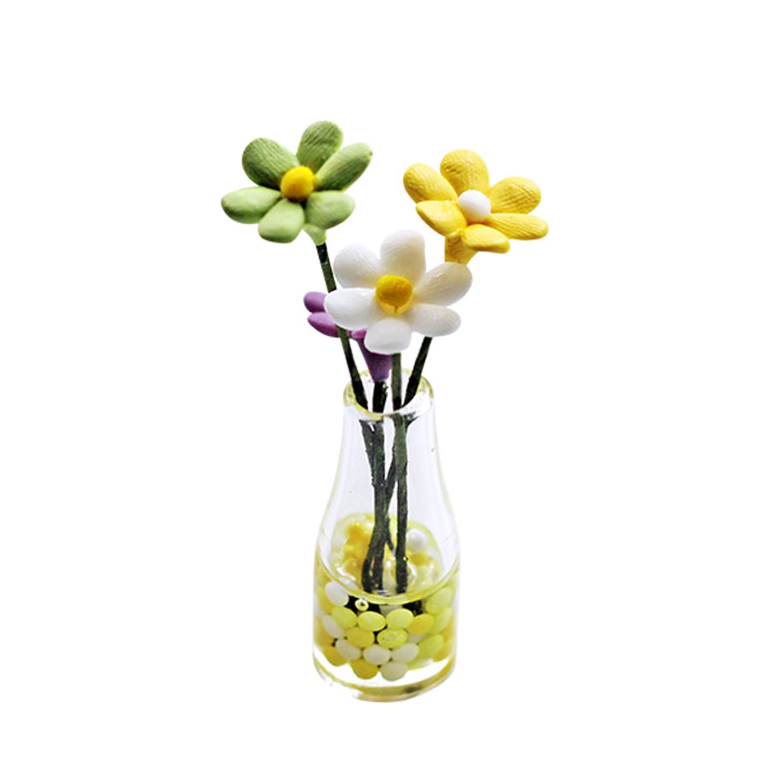 Fhkpsqkcn Puppenhaus Vase Mit Miniatur Glas Harz Vase Blumenornamente Mikrolandschaft von Fhkpsqkcn