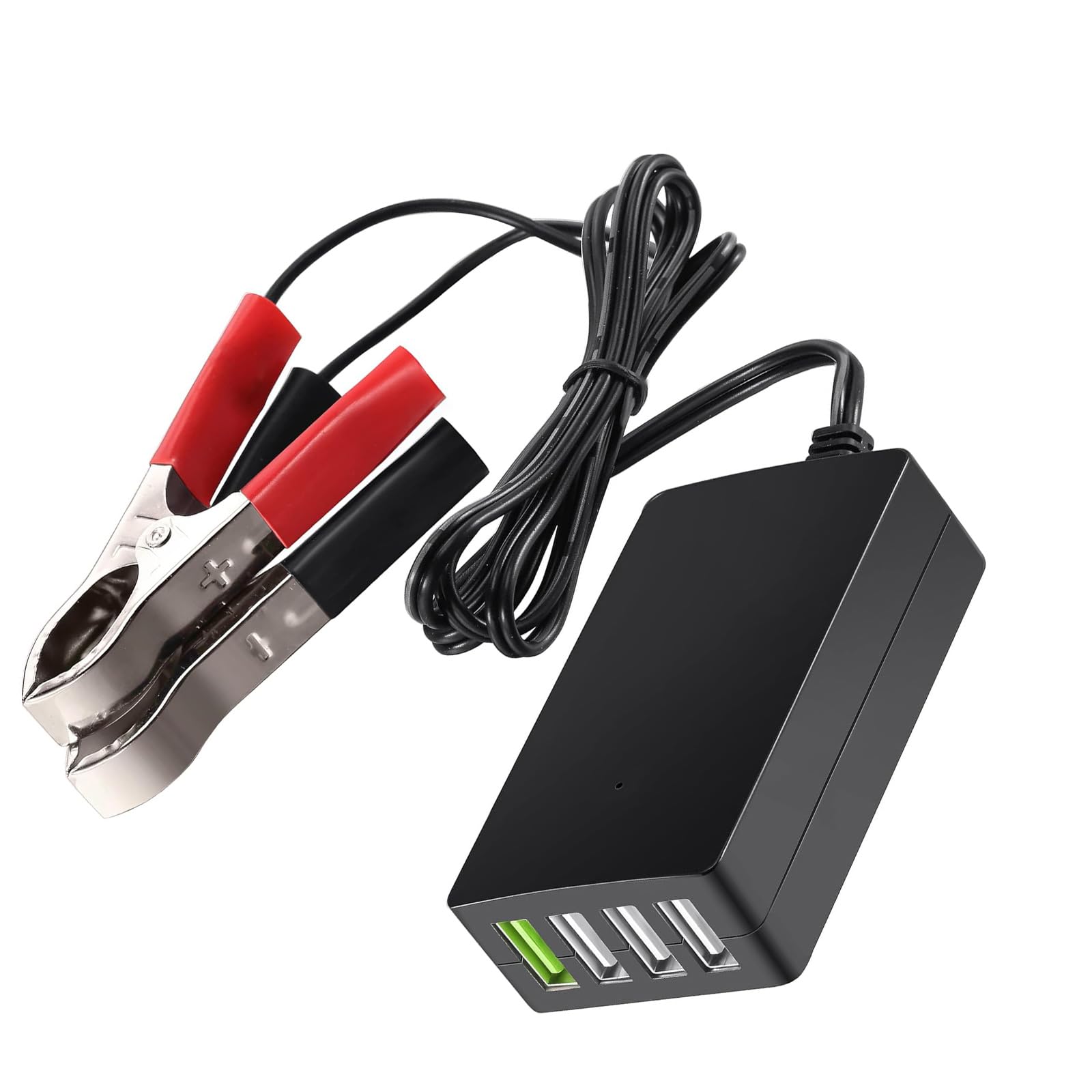 Fhkpsqkcn Tragbarer 12 V/24 V auf 5 V USB-Ladeadapter mit Batterie-Clip für Smartphones und Tablets, Fahrzeugnetzteil-Umwandlung von Fhkpsqkcn