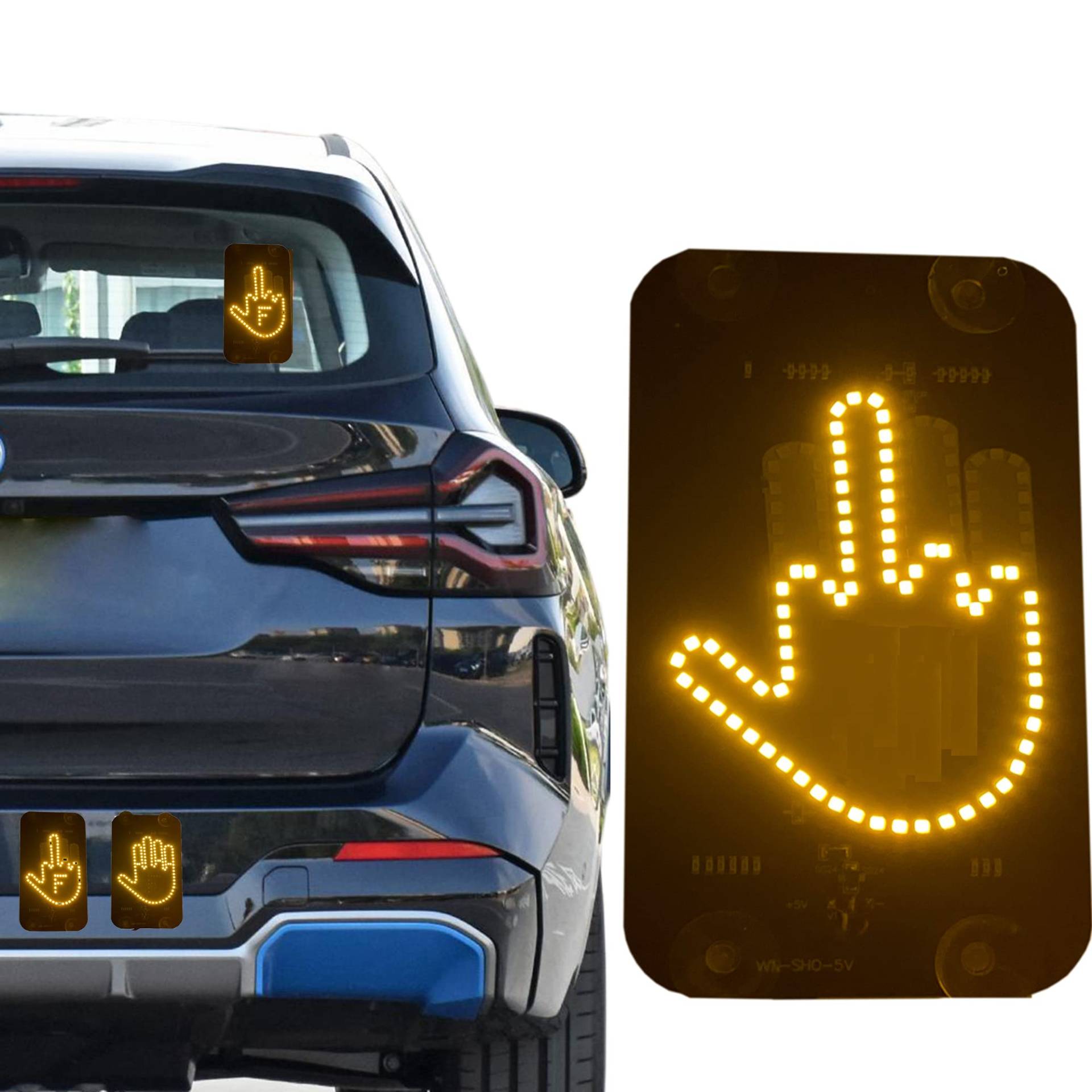 LED Mittelfinger Zeichen für Auto LKW Danke Licht Thumb Up Down Light Cool Auto Innenbeleuchtung zum Ausdrücken Cool Funny Auto Zubehör Gadgets von FiHoii