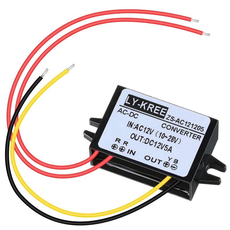 Fiada AC-DC Gleichrichter AC 12V (10-28V) auf DC 12V Reduziert Wandler, Wasserdicht Abwärtswandler Modul Spannungswandler für Auto-Bildschirm Monitorkamera Wasserpumpe Motor, 5A von Fiada