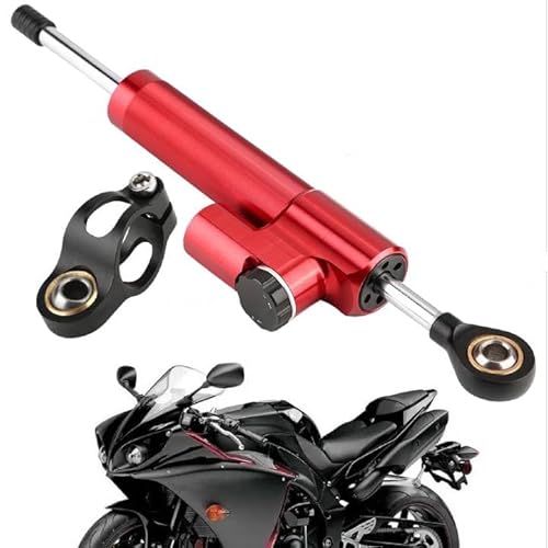 Motorrad Lenkungsdämpfer, Lenkungsdämpfer Stabilisator, Universal Lenkungsdämpferstabilisator aus Aluminiumlegierung Dämpfer Stabilisator Linear umgekehrt mit Montagehalterung(rot+schwarz) von Fictory