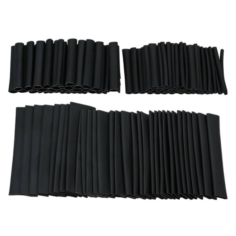 Schrumpfschlauch-Set, elektrische Kabelhülsen, Isolationsschutzschläuche, mit umfassendem Set und kompaktem Aufbewahrungskoffer, 2,0 x 40 mm, Schwarz, für elektrische Verwendung von Filvczt