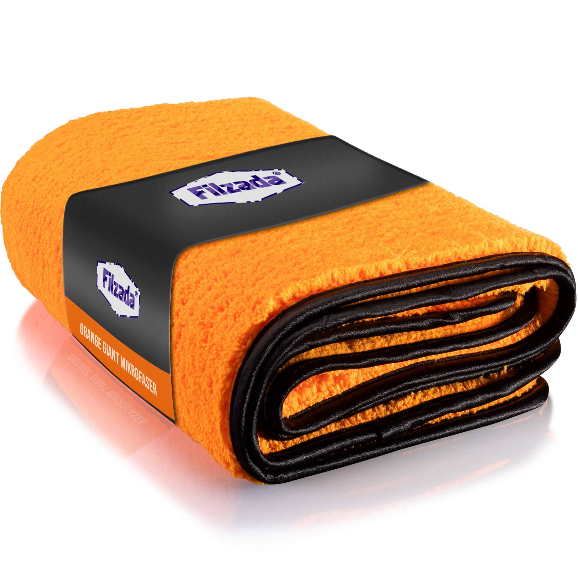 Filzada® 1x Orange Giant Auto Trockentuch XXL (60 x 90 cm) - 720 GSM Ultra Saugfähig - Mikrofasertuch Auto Handtuch mit Feinstfaser für eine professionelle Autopflege - Trockentuch Auto von Filzada