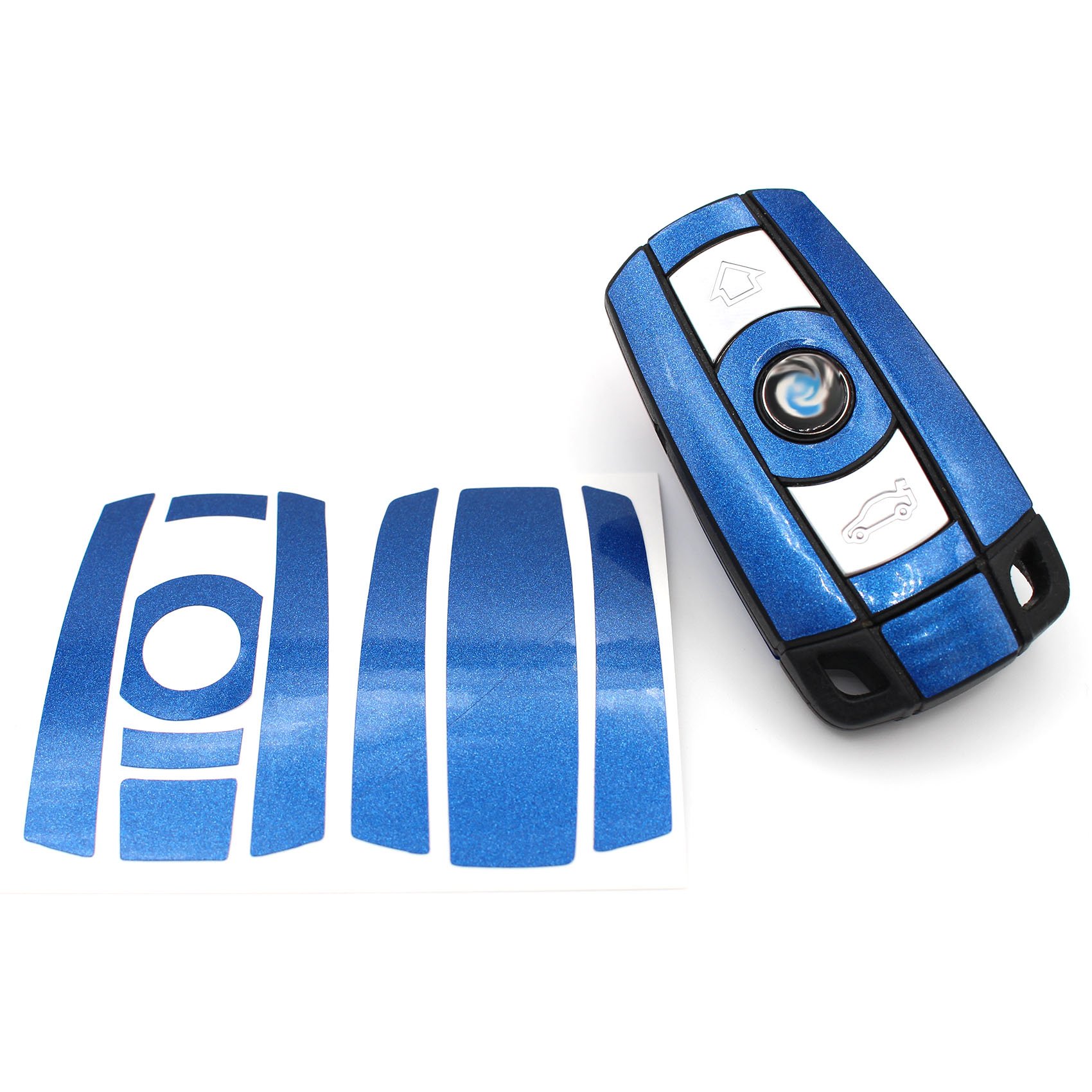 Finest-Folia Schlüssel Folie K141 für 3 Tasten Auto Schlüssel (nur Keyless Go) Folien Cover (Blau Metallic) von Finest Folia