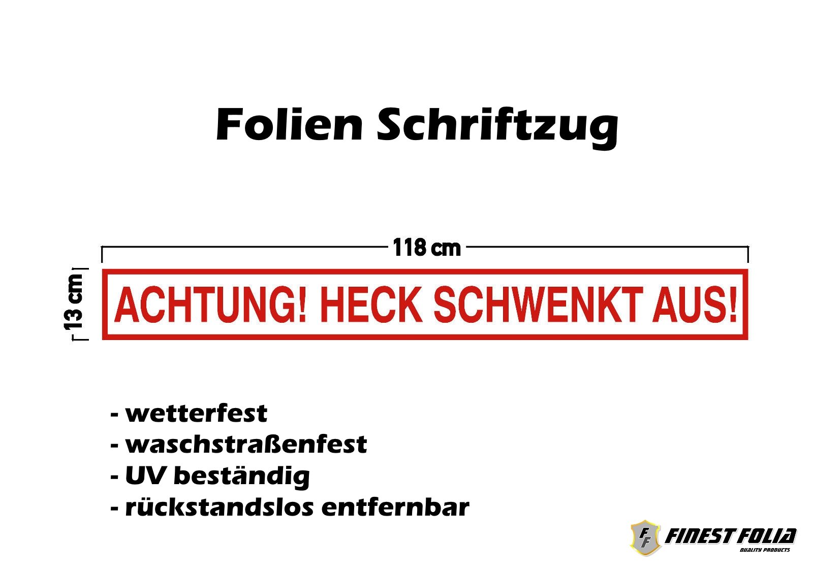 Finest-Folia UG Folienaufkleber Aufkleber Folie Achtung! Heck schwenkt aus! Warnung LKW KX052 von Finest-Folia UG