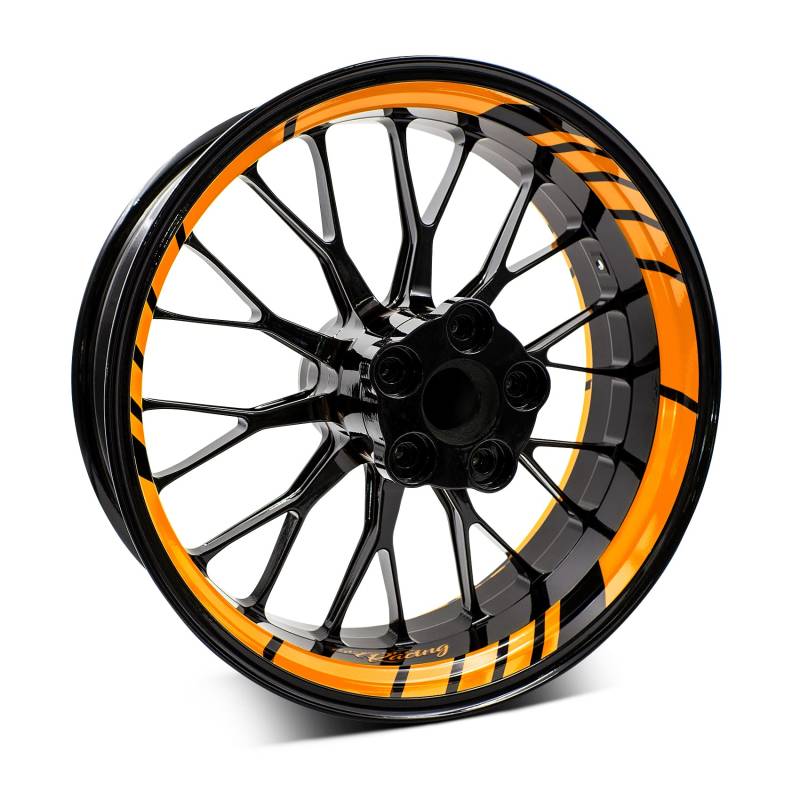 16-teiliges Set Felgenrandaufkleber Sticker für Motorrad Auto Felgen Design Komplett Set Felgenaufkleber für 15" 16" 17" 18" 19 Zoll MR020 (03 Neon Orange) von Finest Folia