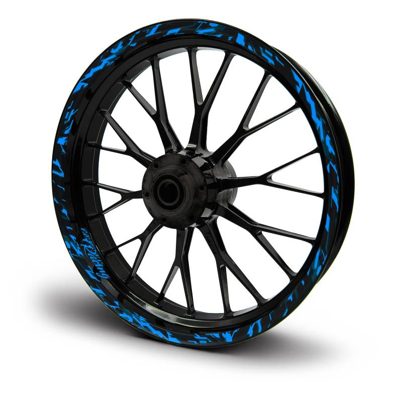 16-teiliges Set Felgenrandaufkleber Sticker für Motorrad Auto Felgen Future Design Komplett Set Felgenaufkleber für 15" 16" 17" 18" 19 Zoll MR017 (Neon Blau, Matt) von Finest Folia