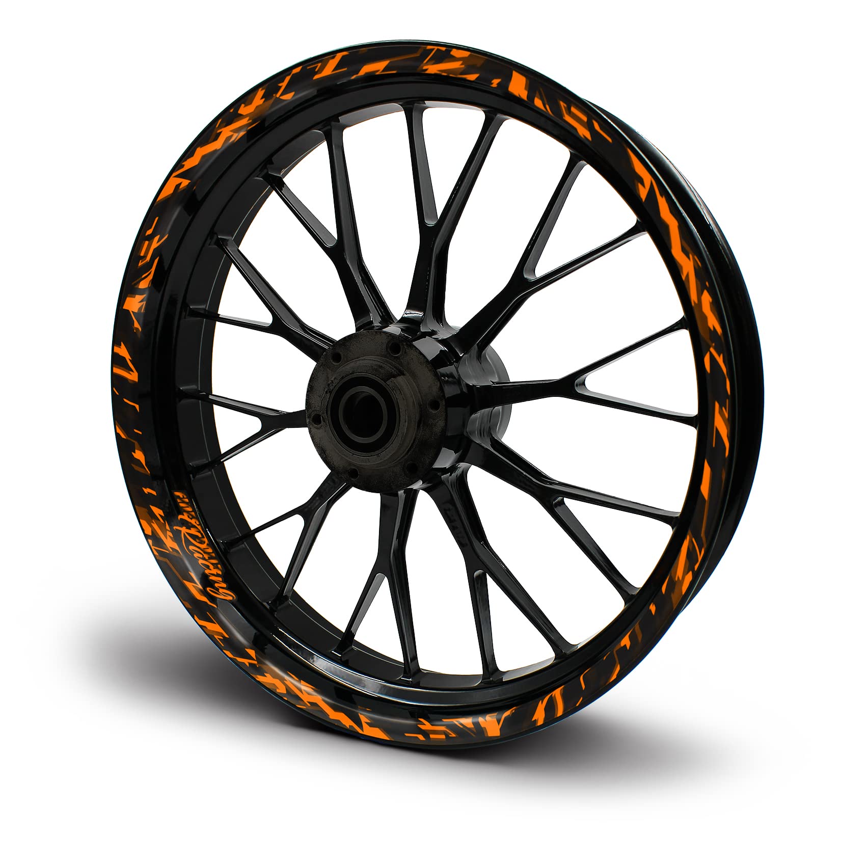 16-teiliges Set Felgenrandaufkleber Sticker für Motorrad Auto Felgen Future Design Komplett Set Felgenaufkleber für 15" 16" 17" 18" 19 Zoll MR017 (Neon Orange, Glanz) von Finest Folia