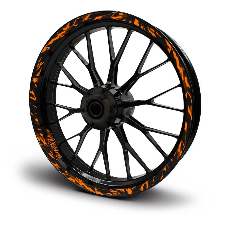 16-teiliges Set Felgenrandaufkleber Sticker für Motorrad Auto Felgen Future Design Komplett Set Felgenaufkleber für 15" 16" 17" 18" 19 Zoll MR017 (Neon Orange, Matt) von Finest Folia