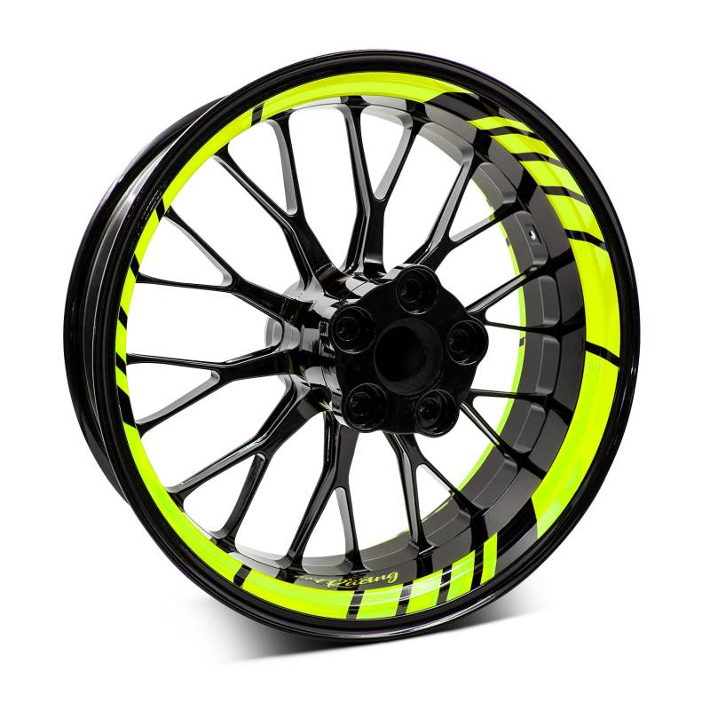 18-teiliges Set Felgenrandaufkleber Sticker für Motorrad Auto Felgen Design Komplett Set Felgenaufkleber für 15" 16" 17" 18" 19 Zoll MR020 (01 Neon Gelb) von Finest Folia