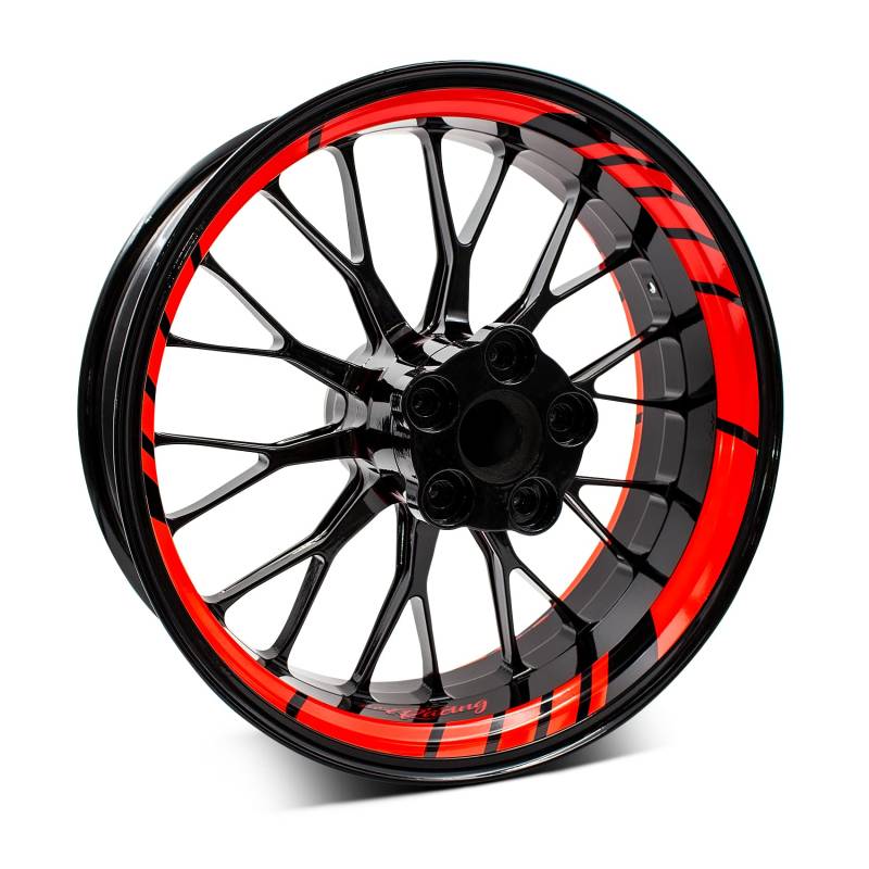 18-teiliges Set Felgenrandaufkleber Sticker für Motorrad Auto Felgen Design Komplett Set Felgenaufkleber für 15" 16" 17" 18" 19 Zoll MR020 (04 Neon Rot) von Finest Folia