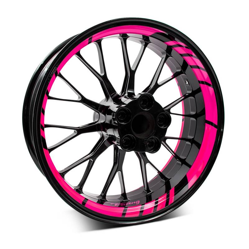 18-teiliges Set Felgenrandaufkleber Sticker für Motorrad Auto Felgen Design Komplett Set Felgenaufkleber für 15" 16" 17" 18" 19 Zoll MR020 (05 Neon Pink) von Finest Folia