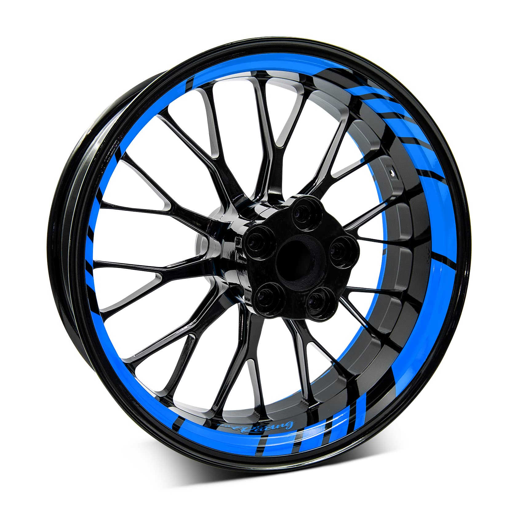 18-teiliges Set Felgenrandaufkleber Sticker für Motorrad Auto Felgen Design Komplett Set Felgenaufkleber für 15" 16" 17" 18" 19 Zoll MR020 (06 Azurblau) von Finest Folia