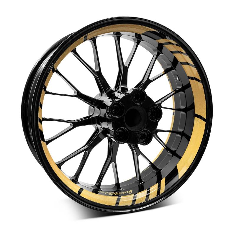 18-teiliges Set Felgenrandaufkleber Sticker für Motorrad Auto Felgen Design Komplett Set Felgenaufkleber für 15" 16" 17" 18" 19 Zoll MR020 (08 Gold Metallic) von Finest Folia