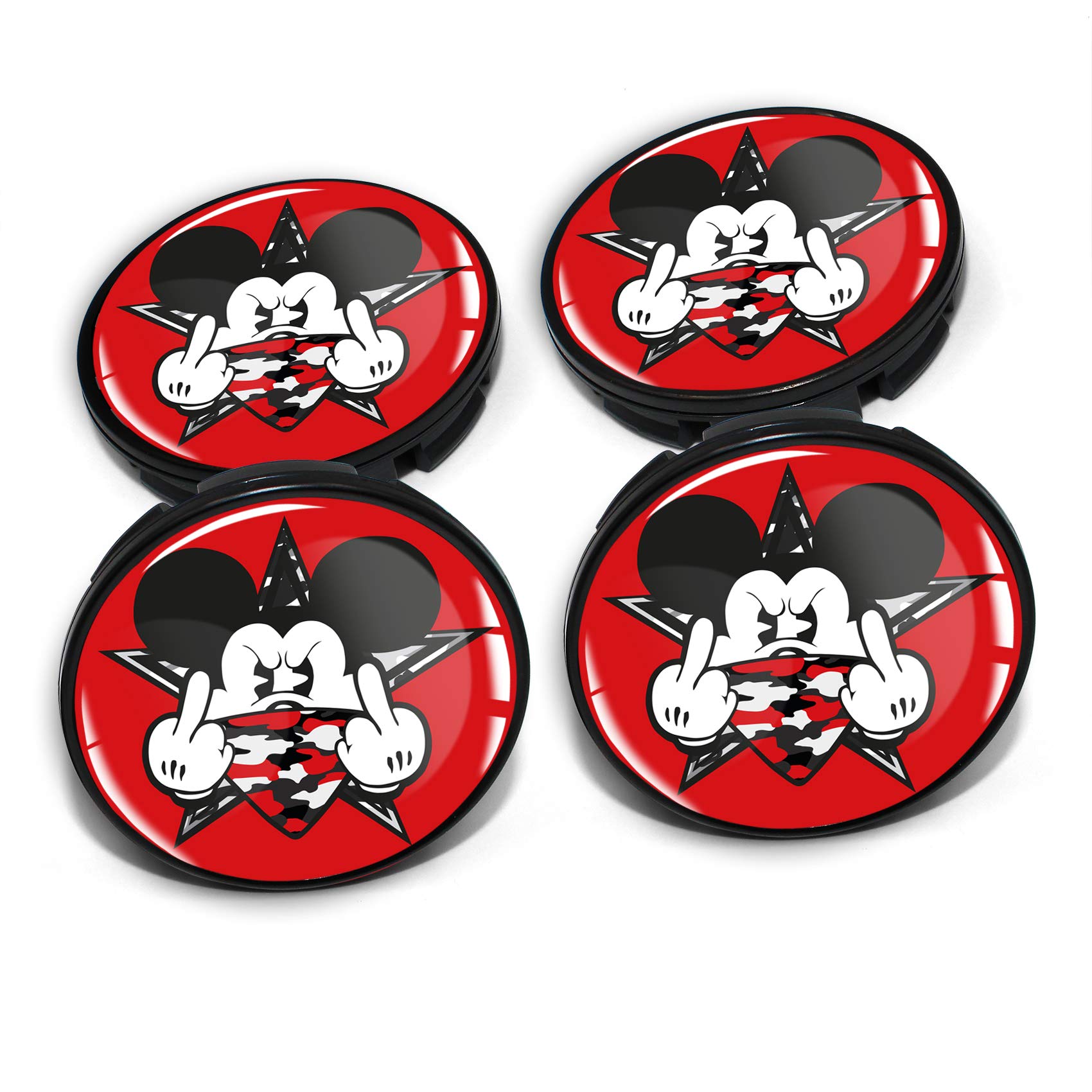 4 x Nabendeckel 60mm Durchmesser Nabenkappen Felgendeckel Felgenaufkleber Gel Emblem Doming für Auto Felgen Kfz Tuning Zubehör Radnabenkappen DM006 (Nr. 15 Mickey Mouse rot, Nabendeckel Set) von Finest Folia