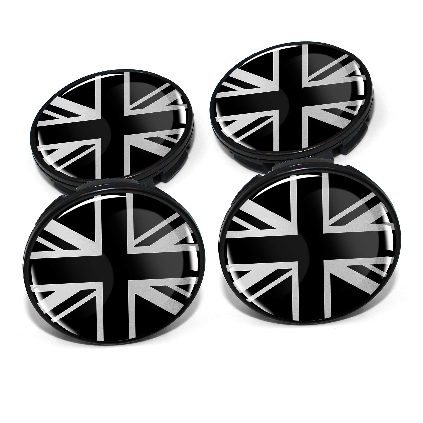 4 x Nabendeckel 60mm Durchmesser Nabenkappen Felgendeckel Felgenaufkleber Gel Emblem Doming für Auto Felgen Kfz Tuning Zubehör Radnabenkappen DM006 (Nr. 7 United Kingdom silver, Nabendeckel Set) von Finest Folia