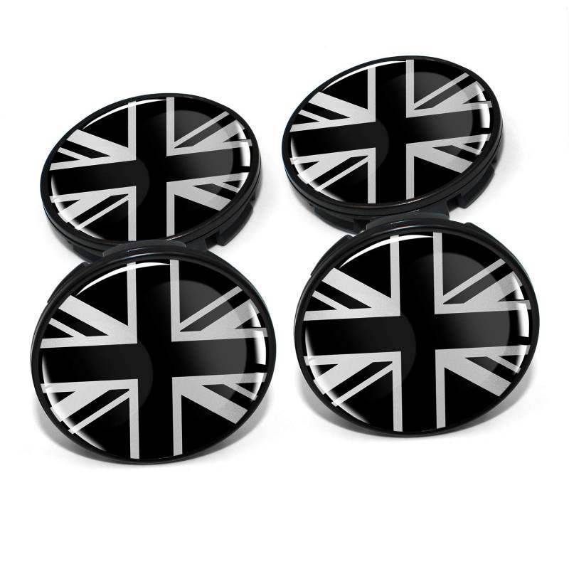 4 x Nabendeckel 60mm Durchmesser Nabenkappen Felgendeckel Felgenaufkleber Gel Emblem Doming für Auto Felgen Kfz Tuning Zubehör Radnabenkappen DM006 (Nr. 7 United Kingdom Silver, Nabendeckel Set) von Finest Folia