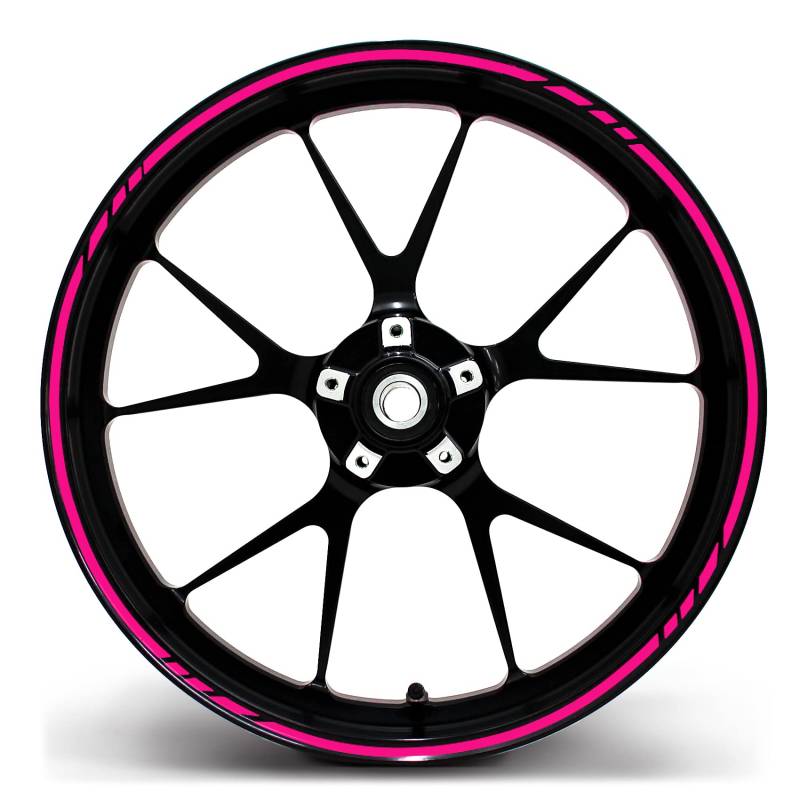 Felgenrandaufkleber GP-Design 16 Teilig Komplett-Set -Finest Folia passend für 17 Zoll & 16"18"19" Felgen Motorrad Auto Fahrrad MR001 (Neon Pink) von Finest Folia