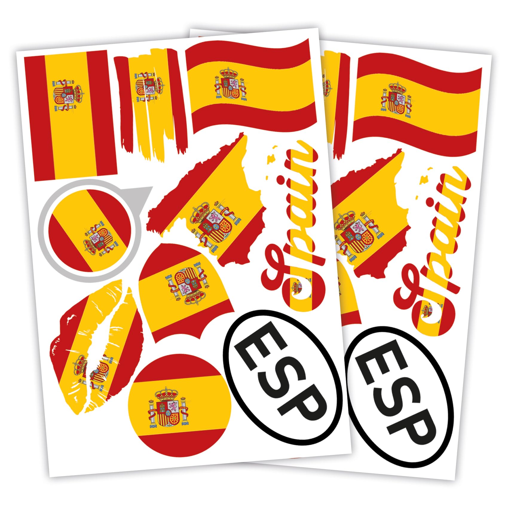 Finest Folia 2er Set DIN A4 Länderaufkleber Fahne Aufkleber Länderfahne Flagge für Auto Motorrad Sticker Länderflagge selbstklebend wetterfest R217 (54 Spanien) von Finest Folia