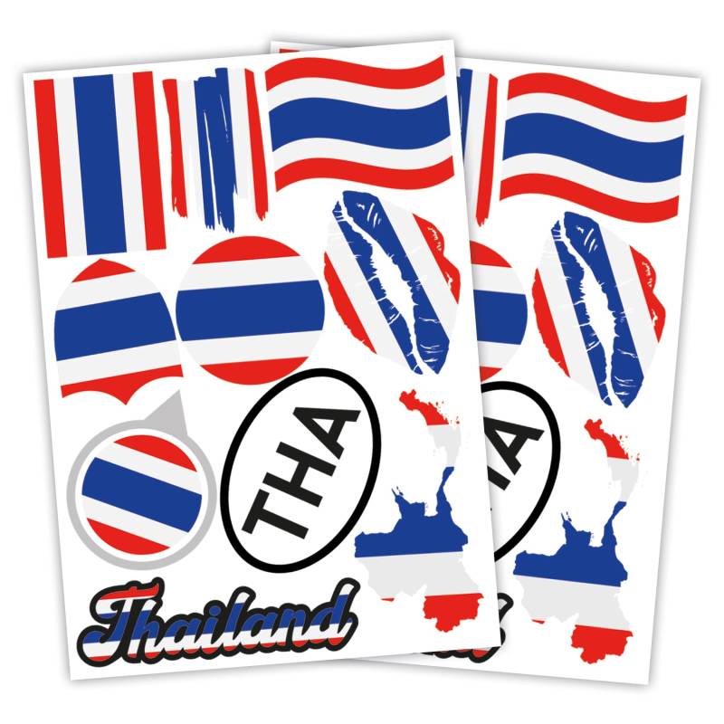 Finest Folia 2er Set DIN A4 Länderaufkleber Fahne Aufkleber Länderfahne Flagge für Auto Motorrad Sticker Länderflagge selbstklebend wetterfest R217 (57 Thailand) von Finest Folia