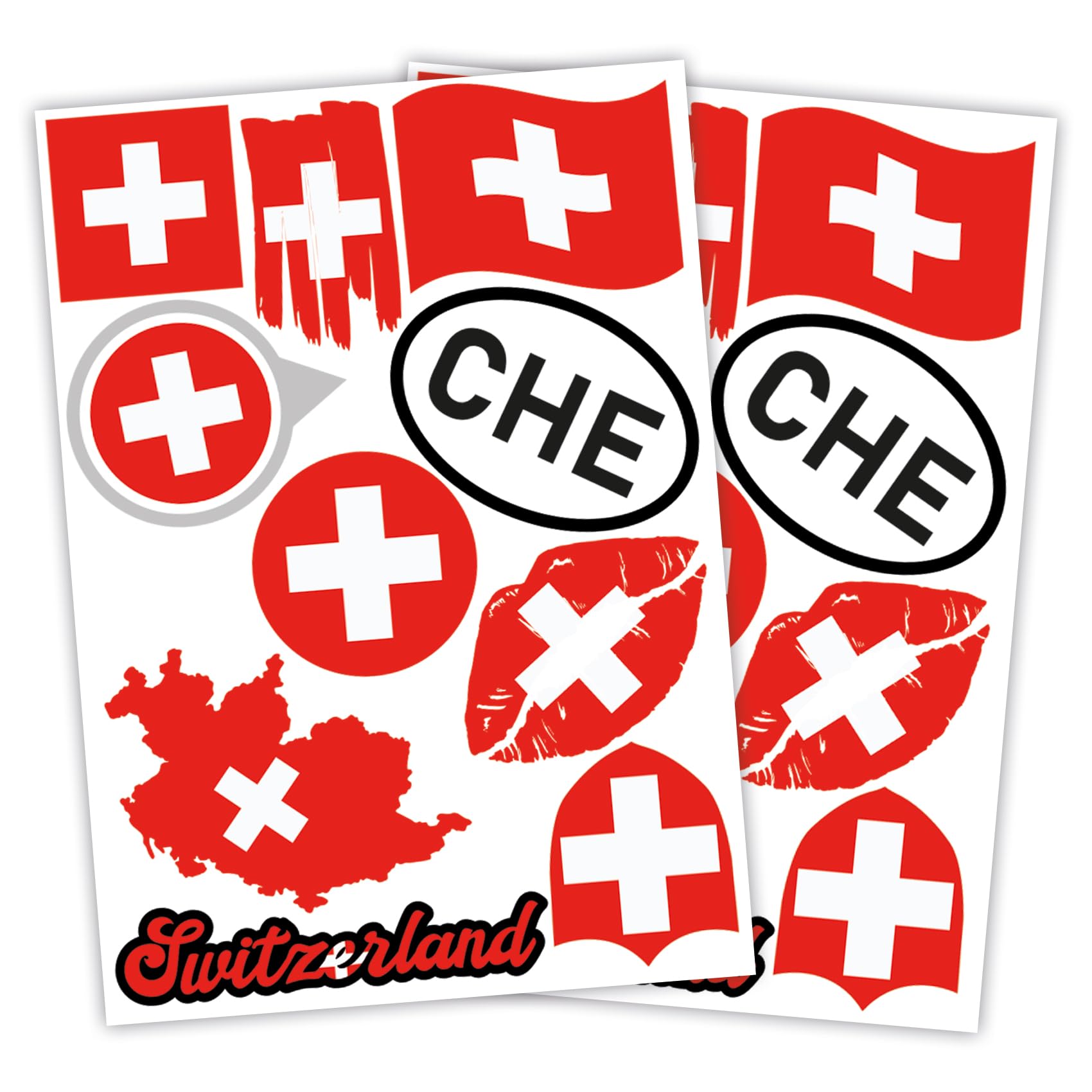 Finest Folia 2er Set DIN A4 Länderaufkleber Fahne Aufkleber Länderfahne Flagge für Auto Motorrad Sticker Länderflagge selbstklebend wetterfest R217 (67 Schweiz) von Finest Folia