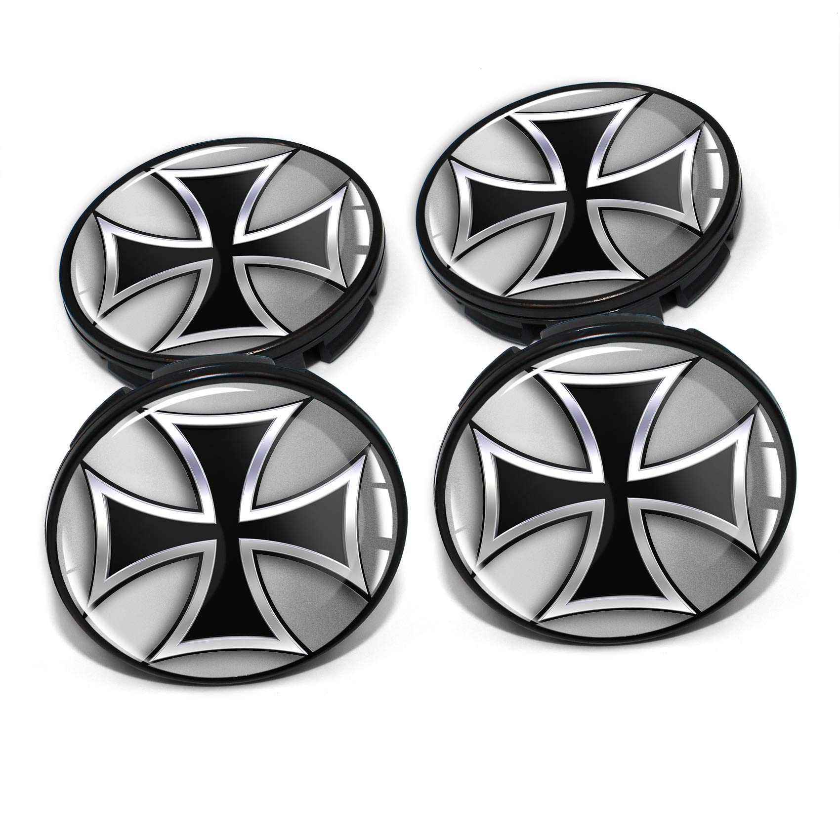 4 x Nabendeckel 60mm Durchmesser Nabenkappen Felgendeckel Felgenaufkleber Gel Emblem Doming für Auto Felgen Kfz Tuning Zubehör Radnabenkappen DM006 (Nr. 8 Iron Cross, Nabendeckel Set) von Finest Folia