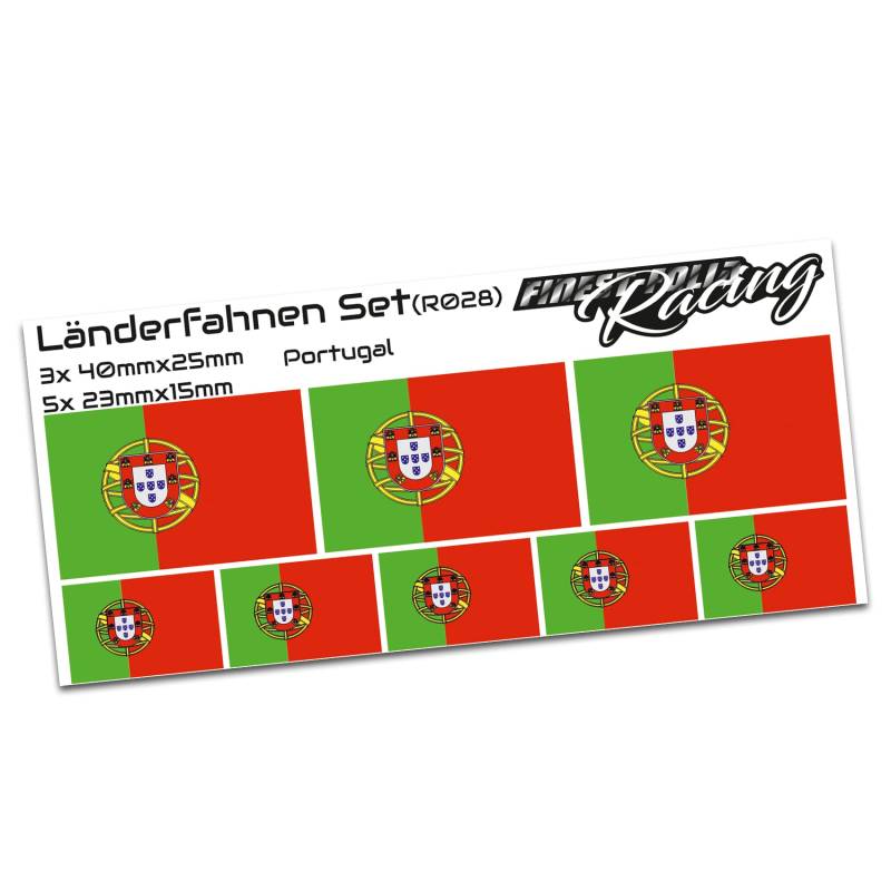 8er Set Länderaufkleber Fahne Länderfahne Flagge Wetterfest RC Car Auto Motorrad Sticker Fahrrad Aufkleber Modellbau R028 (Portugal) von Finest Folia