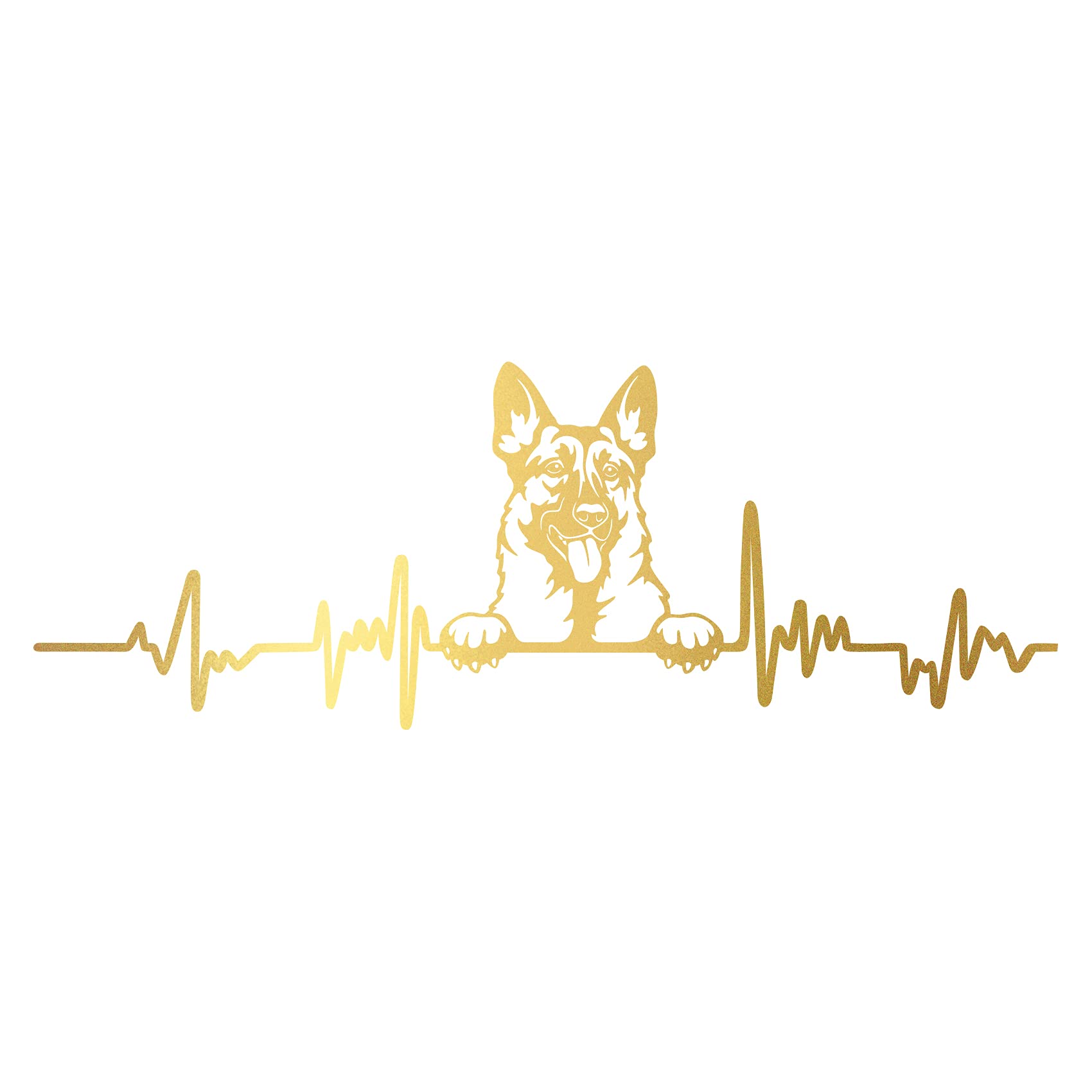 Aufkleber Herzschlag Tiere Breite 27cm Lifeline Heartbeat Deko Sticker Selbstklebend für Auto Kühlschrank Laptop Autoaufkleber K150 (Gold, 04 Schäferhund) von Finest Folia