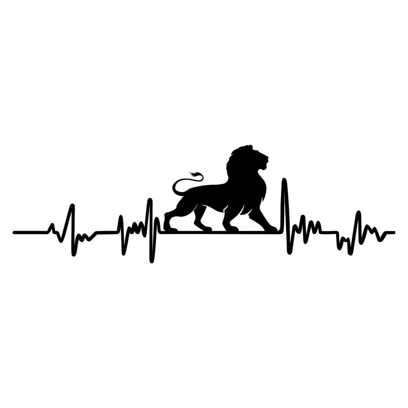 Aufkleber Herzschlag Tiere Breite 27cm Lifeline Heartbeat Deko Sticker Selbstklebend für Auto Kühlschrank Laptop Autoaufkleber K150 (Schwarz Matt, 19 Löwe) von Finest Folia