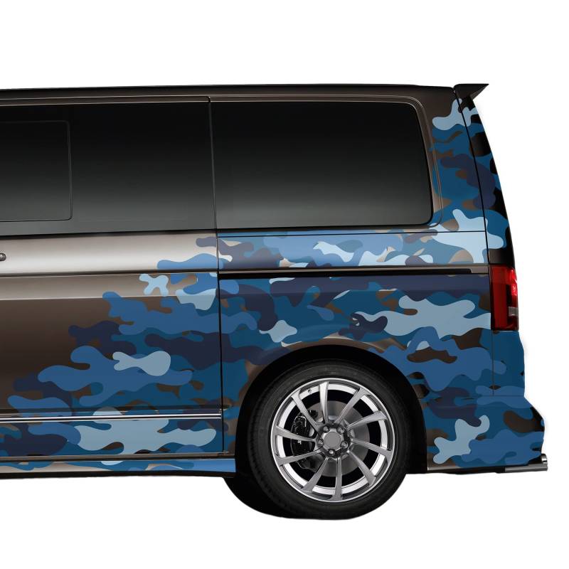 Finest Folia Auto Camouflage Matt Aufkleber Tuning Seitenaufkleber Sticker Set selbstklebend wasserfest zweiteiliges Set Zubehör RX048 (02 Blau) von Finest Folia