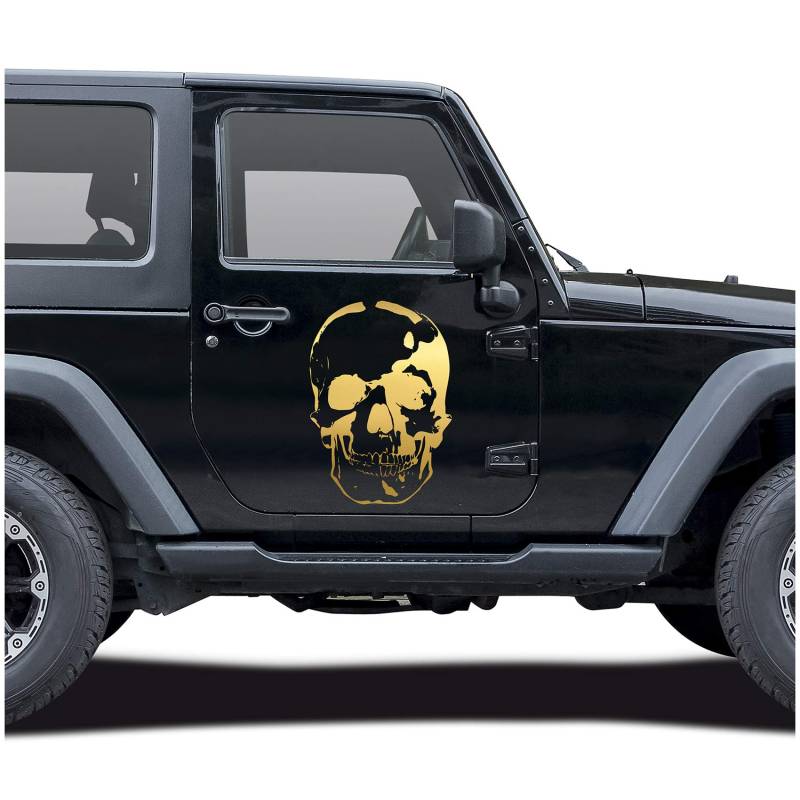 Totenkopf Aufkleber - Finest Folia Sticker Auto Boot Motorrad Caravan Dekor KX026 (Gold Metallic, 80cm x 55cm) von Finest Folia